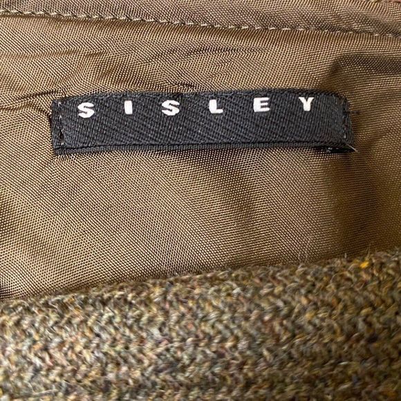 Sisley Skirt Women 6 US / EU38 Solid Green Wool Silk Blend Midi A Line - Picture 9 of 10